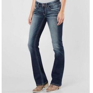 BKE Wendi Lowrise Super Whisker Faded Denim Bootcut Flare Western Jean (36/35.5)